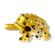 Load image into Gallery viewer, 3" Wooden Musical Frog - Egyptian Golden Design (Percussion Instrument)