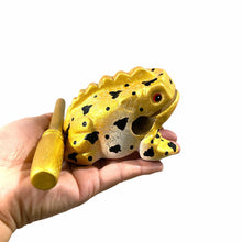 Load image into Gallery viewer, 3" Wooden Musical Frog - Egyptian Golden Design (Percussion Instrument)