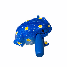 Load image into Gallery viewer, 3" Wooden Musical Frog - Winter Design (Percussion Instrument)