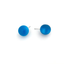 Load image into Gallery viewer, Dark Aqua Moonglow Jumbo Ball Stud Earrings