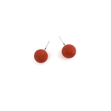 Load image into Gallery viewer, Dark Tomato Red Matte Ball Stud Earrings