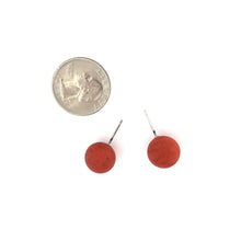 Load image into Gallery viewer, Dark Tomato Red Matte Ball Stud Earrings