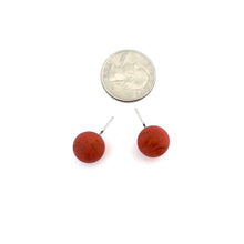 Load image into Gallery viewer, Dark Tomato Red Matte Ball Stud Earrings