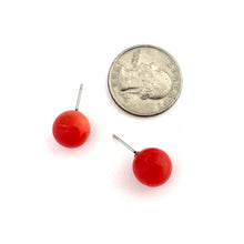 Load image into Gallery viewer, Flame Orange Moonglow Ball Stud Earrings