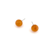 Load image into Gallery viewer, Dark Honey Amber Ball Stud Earrings