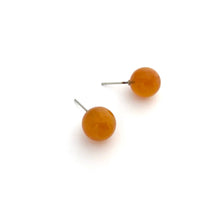 Load image into Gallery viewer, Dark Honey Amber Ball Stud Earrings