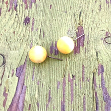 Load image into Gallery viewer, Light Yellow Catseye Moonglow Ball Stud Earrings