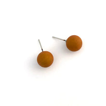 Load image into Gallery viewer, Dark Mustard Yellow Matte Ball Stud Earrings
