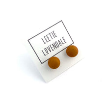 Load image into Gallery viewer, Dark Mustard Yellow Matte Ball Stud Earrings