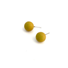 Load image into Gallery viewer, Golden Chartreuse Matte Ball Stud Earrings
