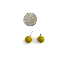 Load image into Gallery viewer, Golden Chartreuse Matte Ball Stud Earrings