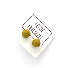 Load image into Gallery viewer, Golden Chartreuse Matte Ball Stud Earrings
