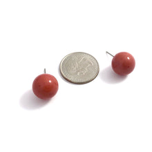 Load image into Gallery viewer, Cranberry Red Speckled Ball Stud Earrings