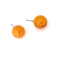 Load image into Gallery viewer, Honey Amber Yellow Marbled Stud Earrings