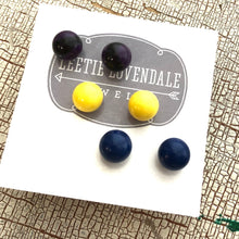 Load image into Gallery viewer, Jewel Tone Batik Mix Stud Earring Set | 8mm Vintage Lucite Triple Studs Set