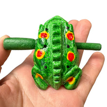Load image into Gallery viewer, 1.5" Wooden Musical Frog - Green Spring Design (Percussion Instrument)