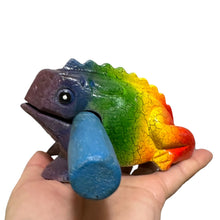 Load image into Gallery viewer, 4" Wooden Musical Frog - Rainbow Design (Percussion Instrument)