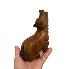 Load image into Gallery viewer, 4.5" Small Dark Oak Wolf Musical Whistle Instrument