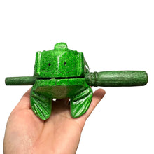 Load image into Gallery viewer, 4" Wooden Musical Frog - Green Leaf Design (Percussion Instrument)