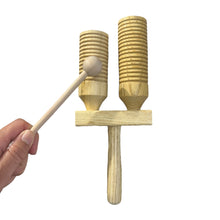 Load image into Gallery viewer, Wooden Double Guiro – Natural Wood Percussion Instrument for Music Learning