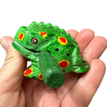 Load image into Gallery viewer, 1.5" Wooden Musical Frog - Green Spring Design (Percussion Instrument)