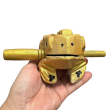 Load image into Gallery viewer, 4" Wooden Musical Frog - Egyptian Golden Design (Percussion Instrument)