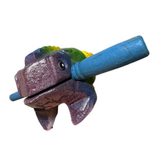 Load image into Gallery viewer, 4" Wooden Musical Frog - Rainbow Design (Percussion Instrument)