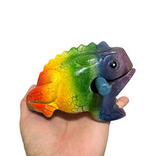 Load image into Gallery viewer, 4" Wooden Musical Frog - Rainbow Design (Percussion Instrument)