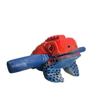 Load image into Gallery viewer, 4" Wooden Musical Frog - Red Dart Design (Percussion Instrument)