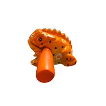 Load image into Gallery viewer, 2" Wooden Musical Frog - Pumpkin Design (Percussion Instrument)