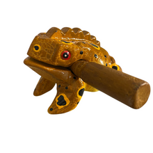 Load image into Gallery viewer, 3" Wooden Musical Frog - Cinamon Design (Percussion Instrument)
