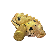 Load image into Gallery viewer, 4" Wooden Musical Frog - Egyptian Golden Design (Percussion Instrument)
