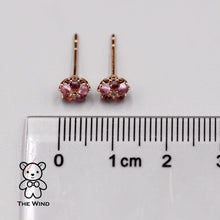 Load image into Gallery viewer, Plum Blossom Sakura Flower Pink Sapphire Diamond Stud Earrings 18k Rose Gold