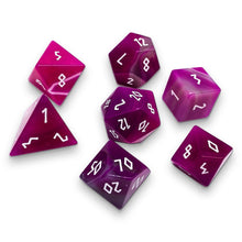 Load image into Gallery viewer, Pink Striped Agate - 7 Piece RPG Set Gemstone Dice