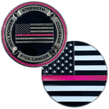 Load image into Gallery viewer, DL2-03 Thin Pink Line Core Values Challenge Coin Police Officer Breast Cancer Awareness