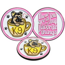 Load image into Gallery viewer, BL14-004 Cute PINK K9 Puppy in coffee mug canine challenge coin police service dog handler