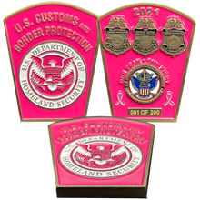 Load image into Gallery viewer, BL15-009 CBP Pink Border Patrol Field Operations Air and Marine Challenge Coin Breast Cancer Cancer Awareness