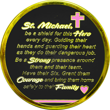 Load image into Gallery viewer, GL7-003 Thin Pink Line Breast Cancer Awareness Survivor Prayer Saint Michael Challenge Coin