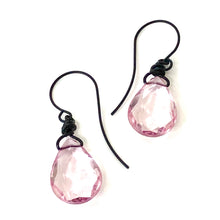 Load image into Gallery viewer, Light Pink Faceted Briolette Teardrop Drop Earrings