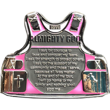Load image into Gallery viewer, BL12-014 Police Officer's Prayer God Almighty Challenge Coin Vest Thin Pink Line Breast Cancer Awareness