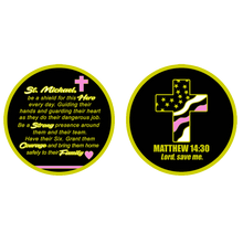 Load image into Gallery viewer, GL7-003 Thin Pink Line Breast Cancer Awareness Survivor Prayer Saint Michael Challenge Coin