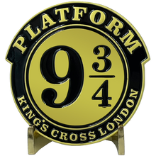 Load image into Gallery viewer, EL8-013 Platform 9 3/4 King's Cross London Train token Department of Magical Law Enforcement DMLE Challenge Coin