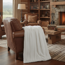 Load image into Gallery viewer, Tache White Ivory Polar Faux Fur with Sherpa Throw Blanket