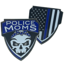 Load image into Gallery viewer, E-002 Police Moms Thin Blue Line Challenge Coin Supporter