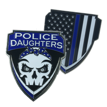 Load image into Gallery viewer, E-007 Police Daughters Thin Blue Line Challenge Coin Supporter