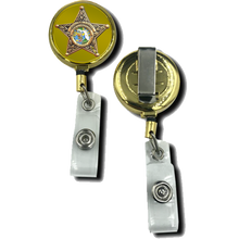 Load image into Gallery viewer, GL6-006 Polk County Florida Deputy Sheriff Metal ID Reel retractable Card Holder Grady Judd