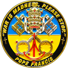 Load image into Gallery viewer, EL13-002 Pope Francis Catholic Church Vatican Volodymyr Zelenskyy President of Ukraine Military Ukrainian Armed Forces Challenge Coin