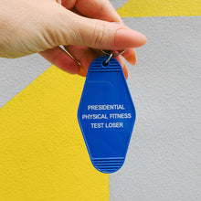 Load image into Gallery viewer, Presidential Physical Fitness Test Loser Motel Style Keychain in Blue