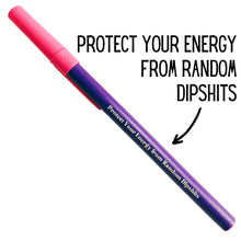 Load image into Gallery viewer, Protect Your Energy From Random Dipshits Ballpoint Pen in Violet | Gen Z Aesthetic Blue Ink
