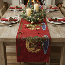 Load image into Gallery viewer, DaDa Bedding Red Santa Claus Christmas Tree Woven Tapestry Dining Table Runner (17615)